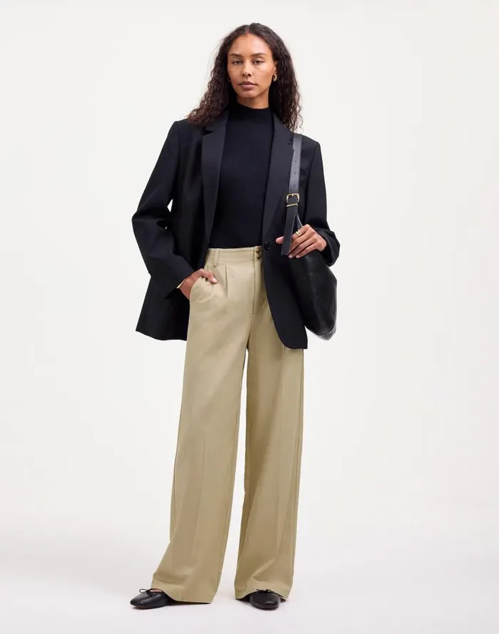 Women The Harlow WideLeg Pant In Drapey Twill Vintage Khaki Madewell Pants