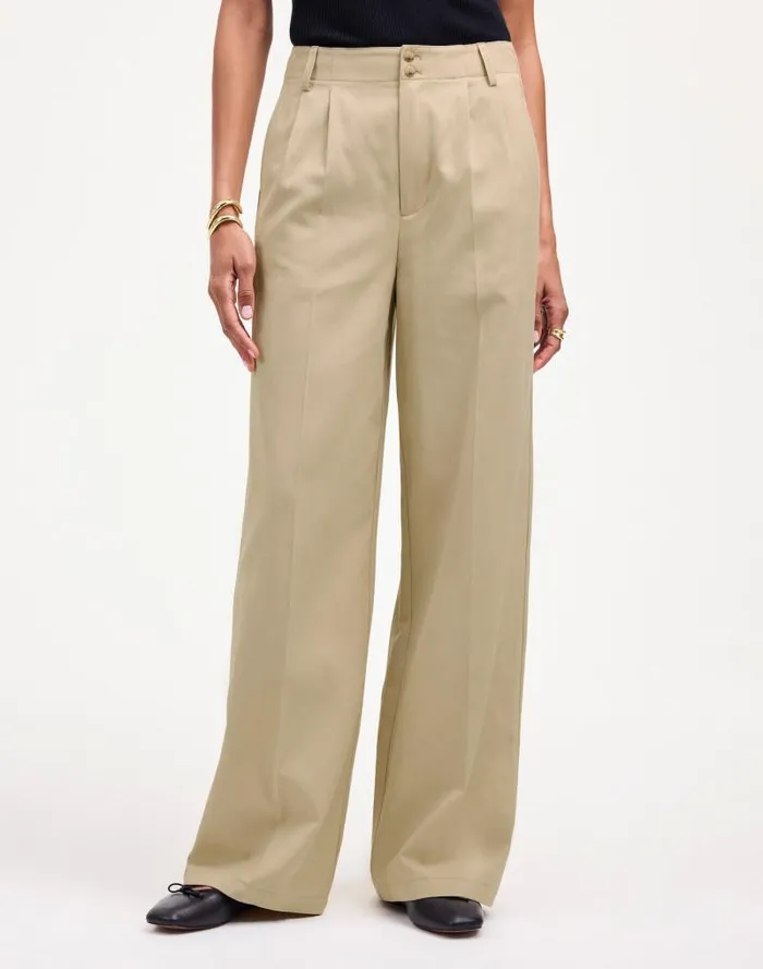 Women The Harlow WideLeg Pant In Drapey Twill Vintage Khaki Madewell Pants