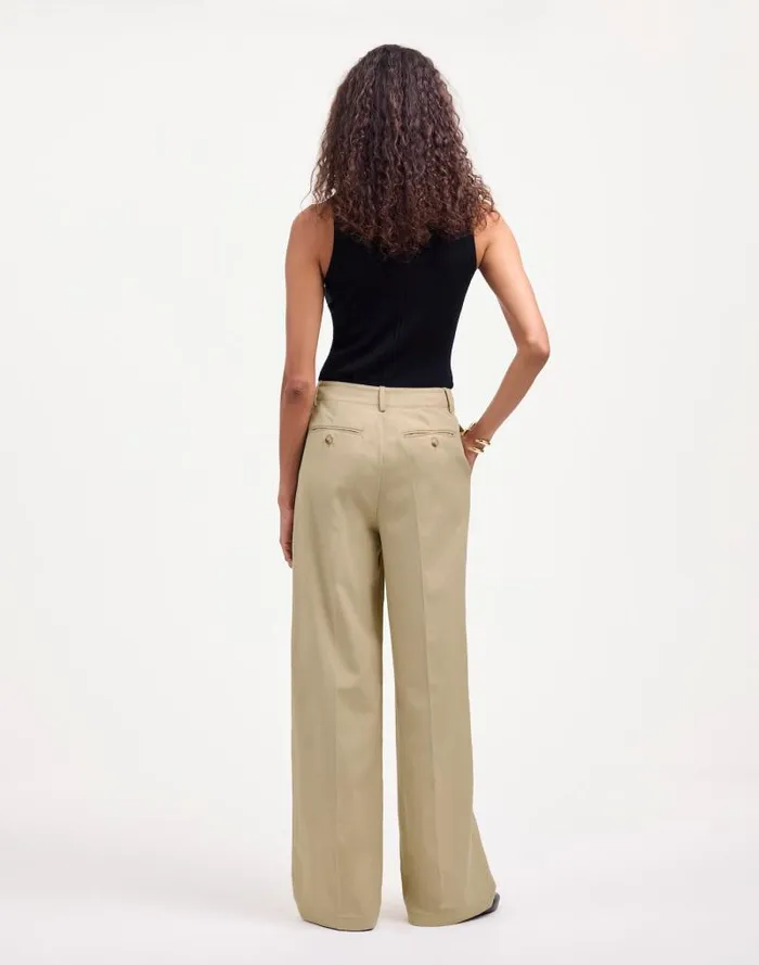 Women The Harlow WideLeg Pant In Drapey Twill Vintage Khaki Madewell Pants