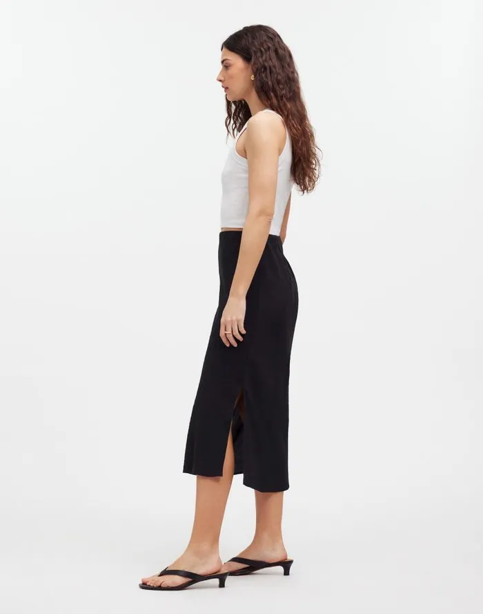 Women The Layton Midi Slip Skirt True Black Madewell Skirts