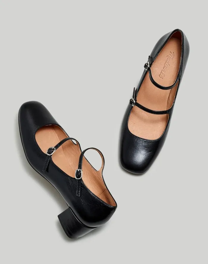 Women The Nettie Heeled Mary Jane True Black Madewell Heels