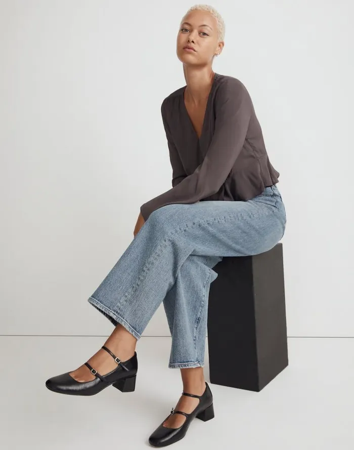 Women The Nettie Heeled Mary Jane True Black Madewell Heels