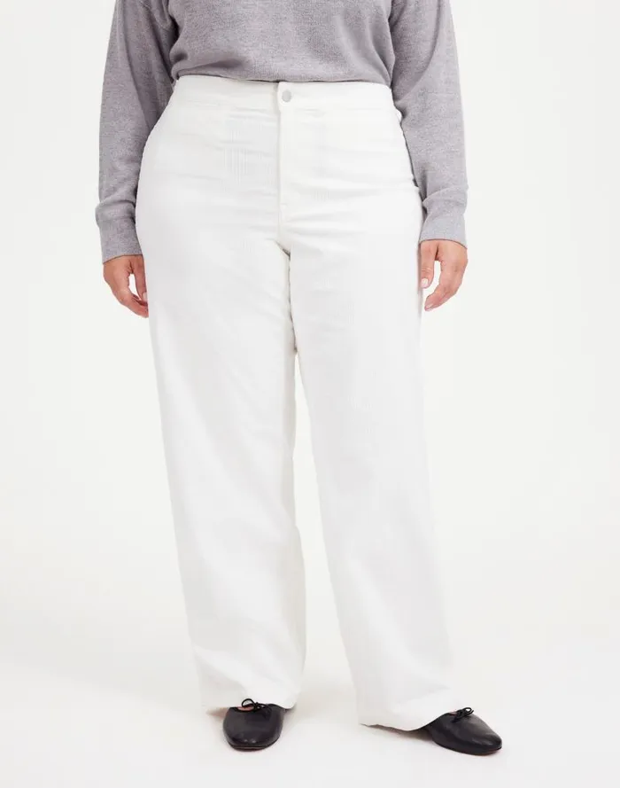 Women The Plus Emmett WideLeg Pant In Corduroy Welt Pocket Edition Winter White Madewell Pants