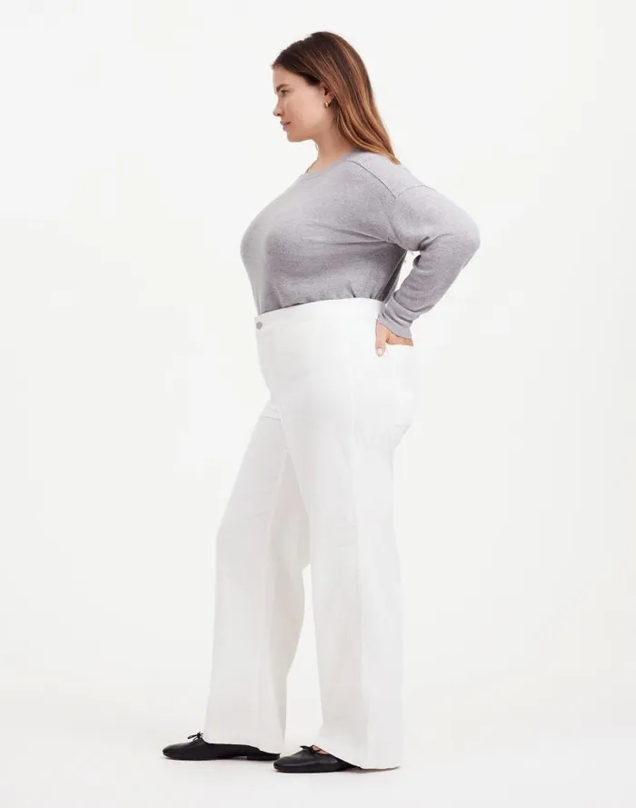 Women The Plus Emmett WideLeg Pant In Corduroy Welt Pocket Edition Winter White Madewell Pants