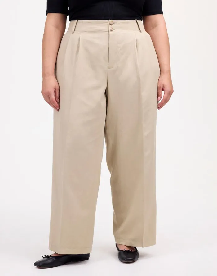 Women The Plus Harlow WideLeg Pant In Drapey Twill Vintage Khaki Madewell Pants