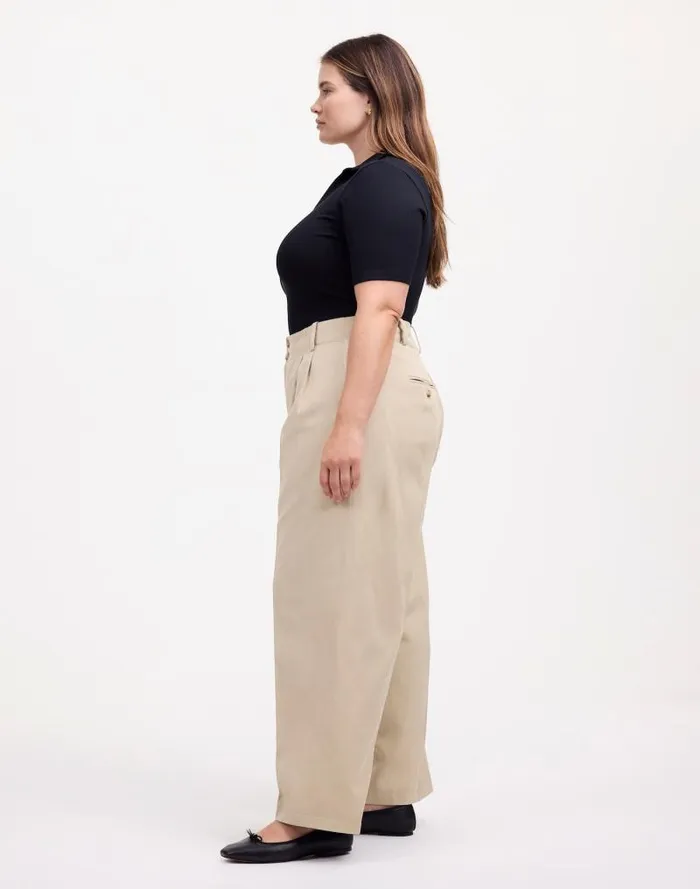 Women The Plus Harlow WideLeg Pant In Drapey Twill Vintage Khaki Madewell Pants