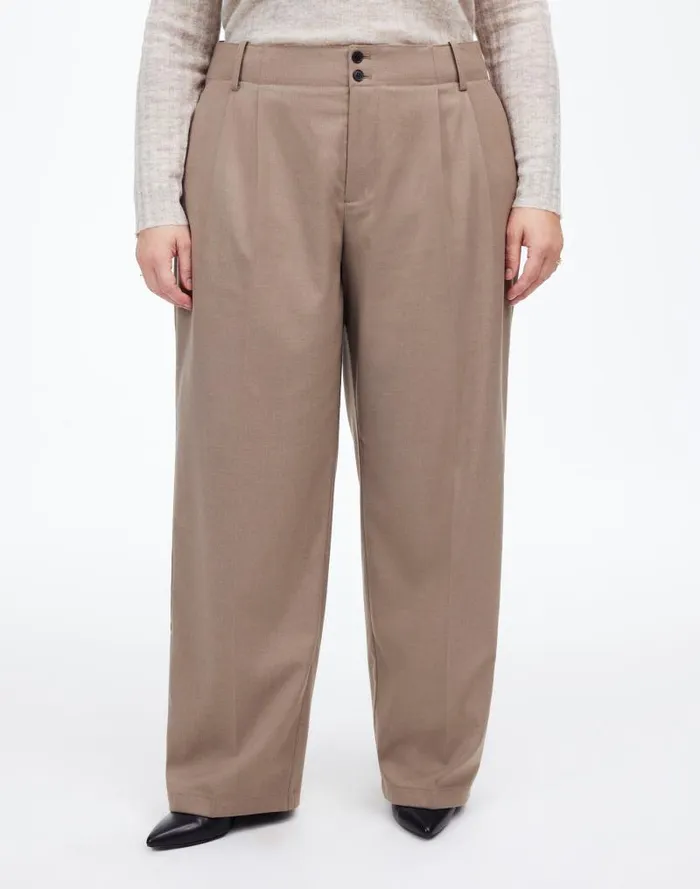 Women The Plus Harlow WideLeg Pant In Flannel Dark Oat Melange Madewell Pants