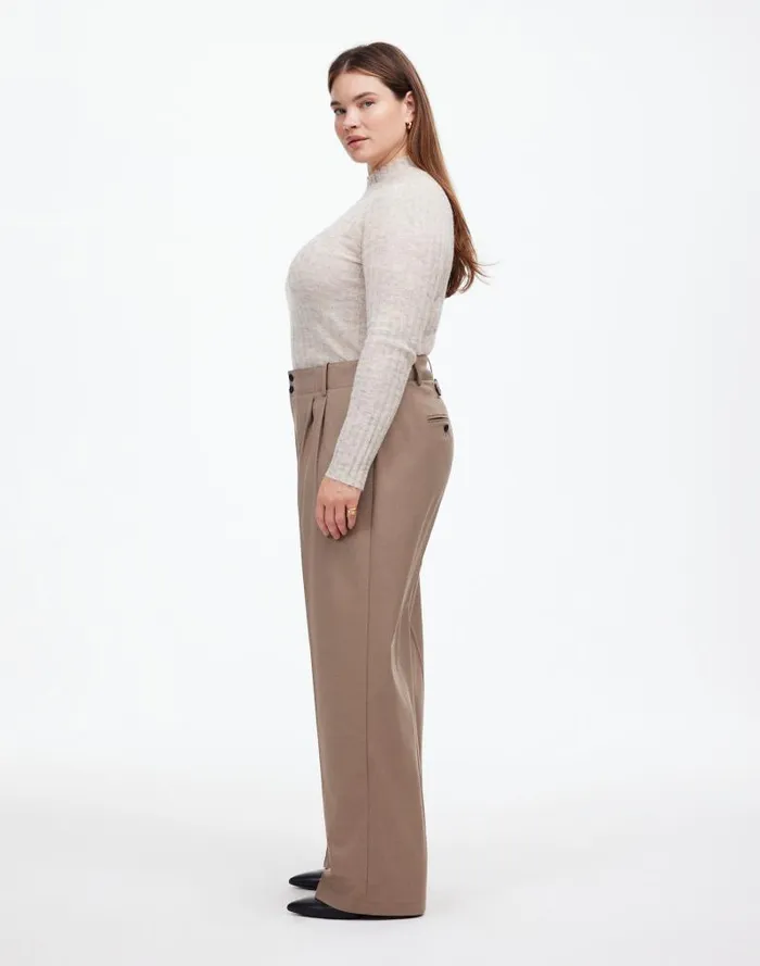 Women The Plus Harlow WideLeg Pant In Flannel Dark Oat Melange Madewell Pants