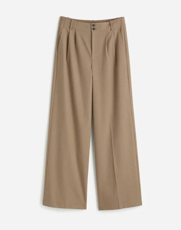 Women The Plus Harlow WideLeg Pant In Flannel Dark Oat Melange Madewell Pants