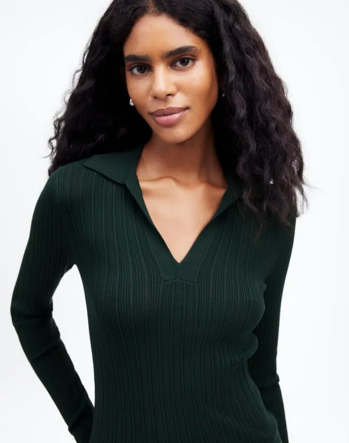 Women The Signature Knit JohnnyCollar Sweater Luxury Forest Madewell Sweaters