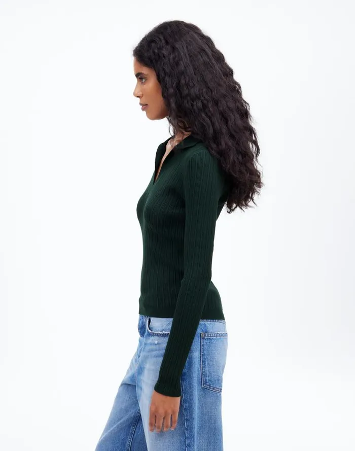 Women The Signature Knit JohnnyCollar Sweater Luxury Forest Madewell Sweaters