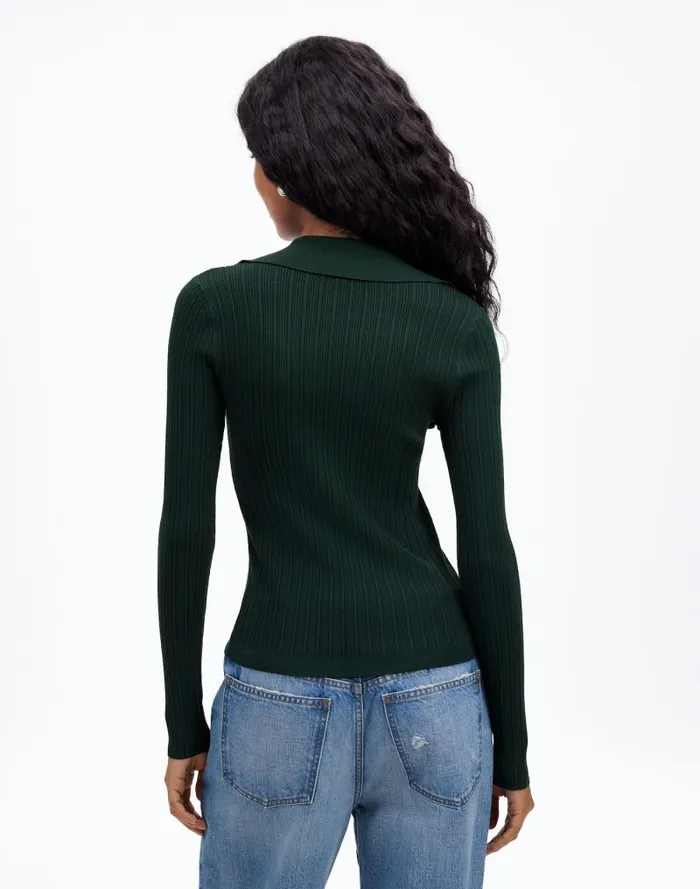 Women The Signature Knit JohnnyCollar Sweater Luxury Forest Madewell Sweaters