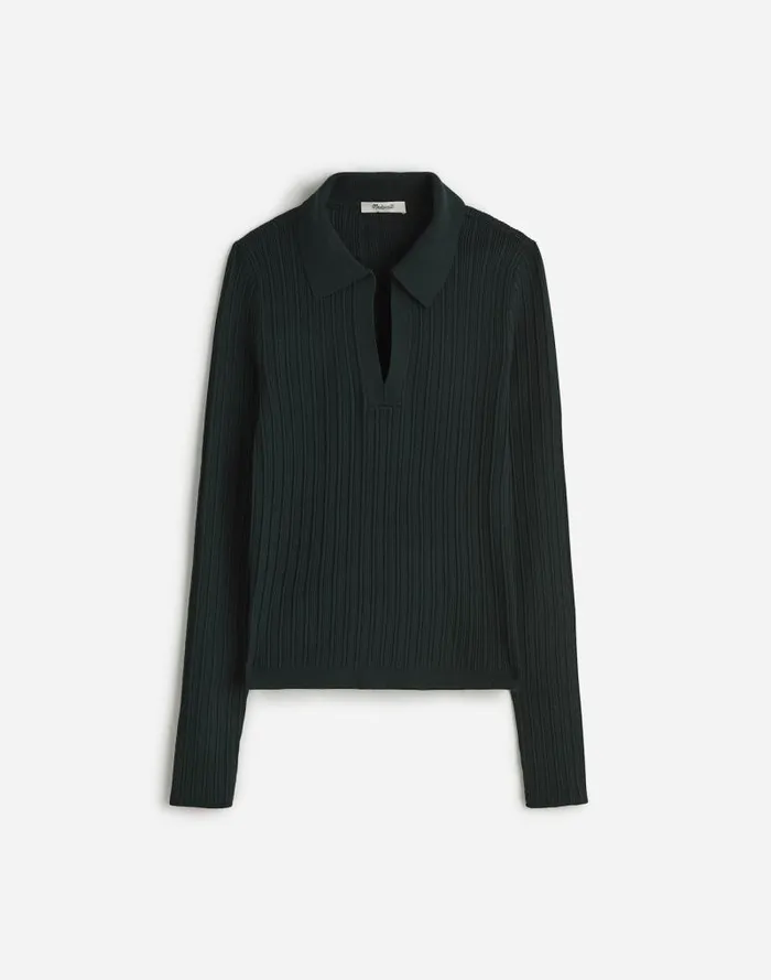 Women The Signature Knit JohnnyCollar Sweater Luxury Forest Madewell Sweaters