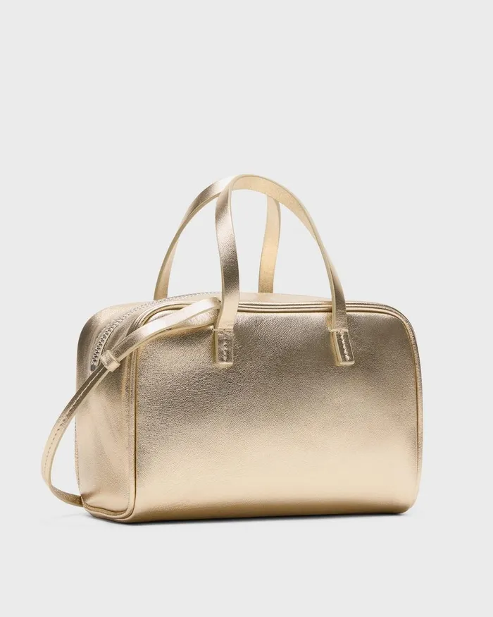 Women Theory Bags Mini Pillow Bag In Metallic Leather Light Gold