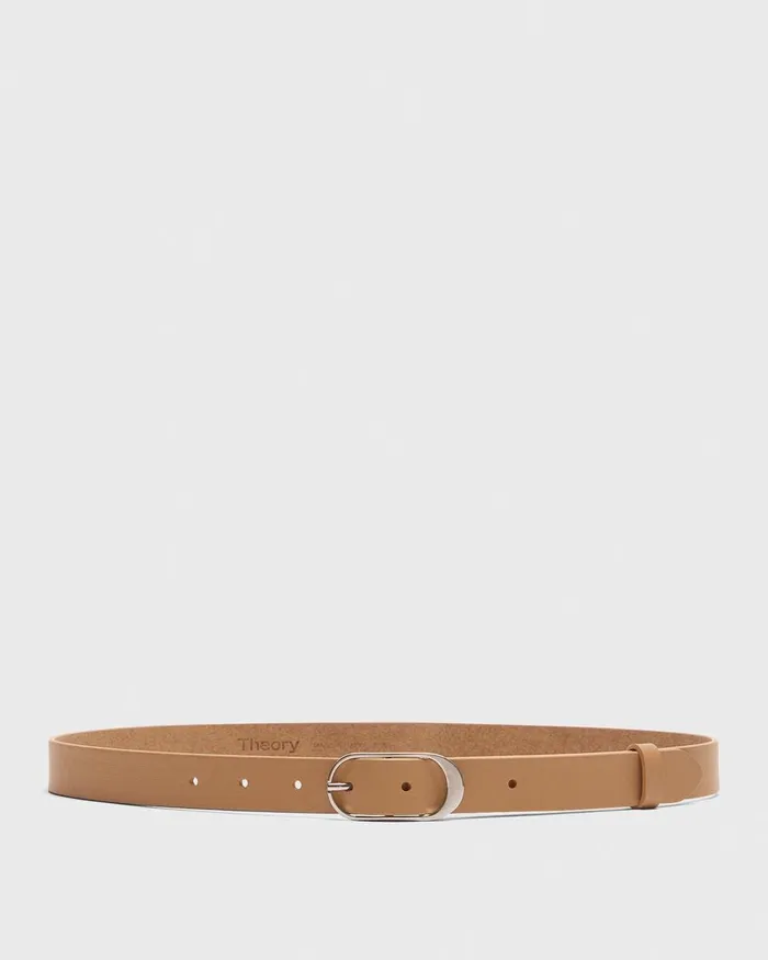 Women Theory Belts Classic Oblong Belt In Leather New Camel