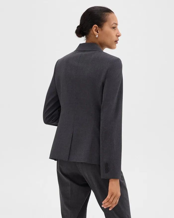 Women Theory Blazers Jackets Carissa Blazer In Good Wool Charcoal Melange