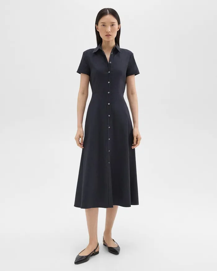 Women Theory Dresses Midi Shirt Dress In Good Linen Concord