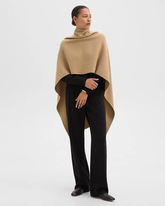 Women Theory Hats Gloves Scarves Draped Poncho In Felted WoolCashmere New Camel Women Theory Hats Gloves Scarves Draped Poncho In Felted WoolCashmere New Camel
