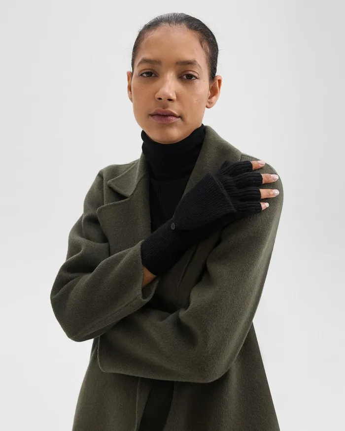 Women Theory Hats Gloves Scarves FoldBack Gloves In Cashmere Black