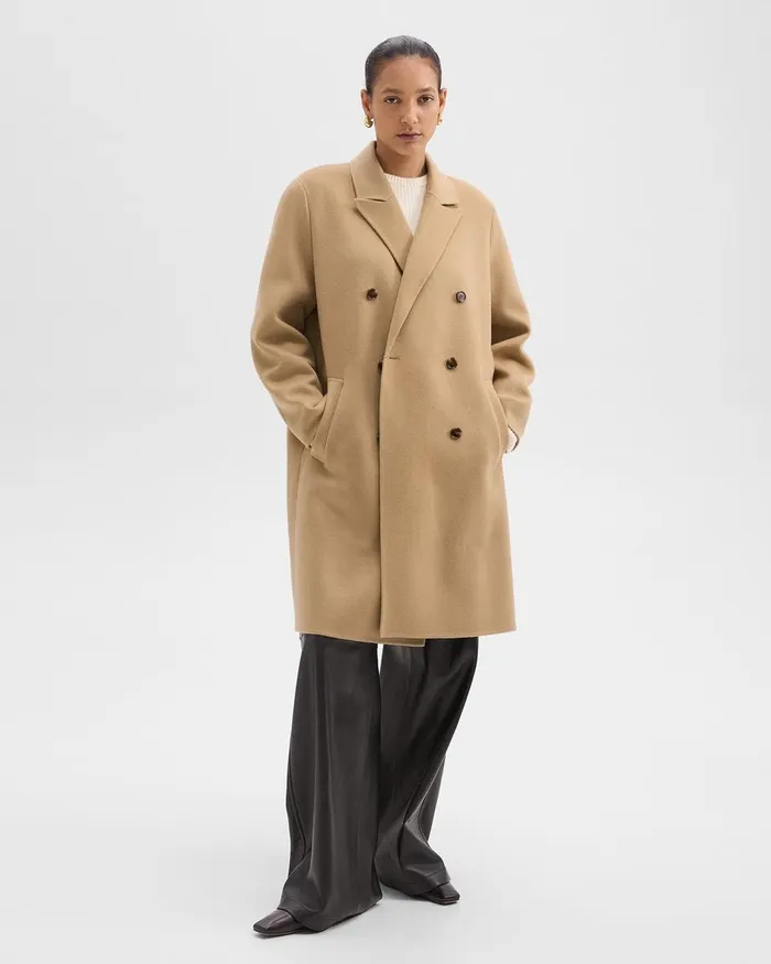Women Theory Outerwear DoubleBreasted Coat In DoubleFace WoolCashmere New Camel Women Theory Outerwear DoubleBreasted Coat In DoubleFace WoolCashmere New Camel