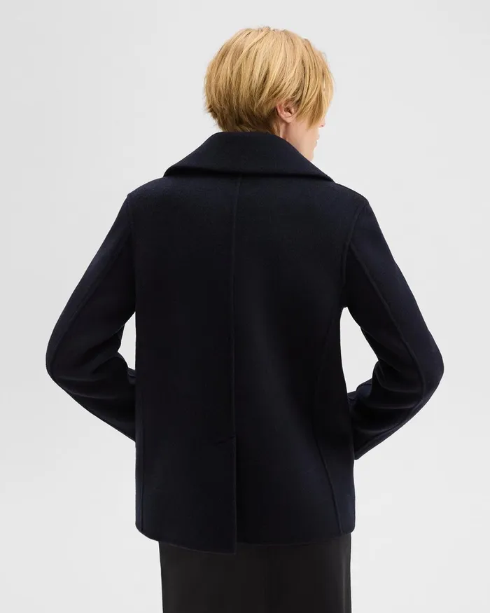 Women Theory Outerwear Peacoat In Recycled Wool Baltic
