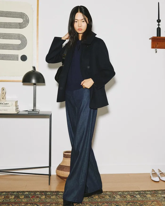 Women Theory Outerwear Peacoat In Recycled Wool Baltic