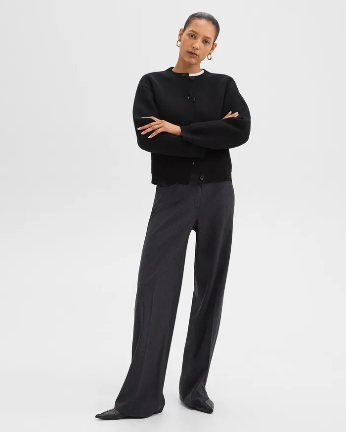 Women Theory Pants StraightLeg 5Pocket Pant In Stretch Flannel Charcoal Melange Women Theory Pants StraightLeg 5Pocket Pant In Stretch Flannel Charcoal Melange