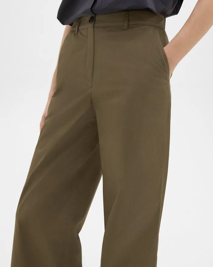 Women Theory Pants StraightLeg Pant In Organic Cotton Dark Olive