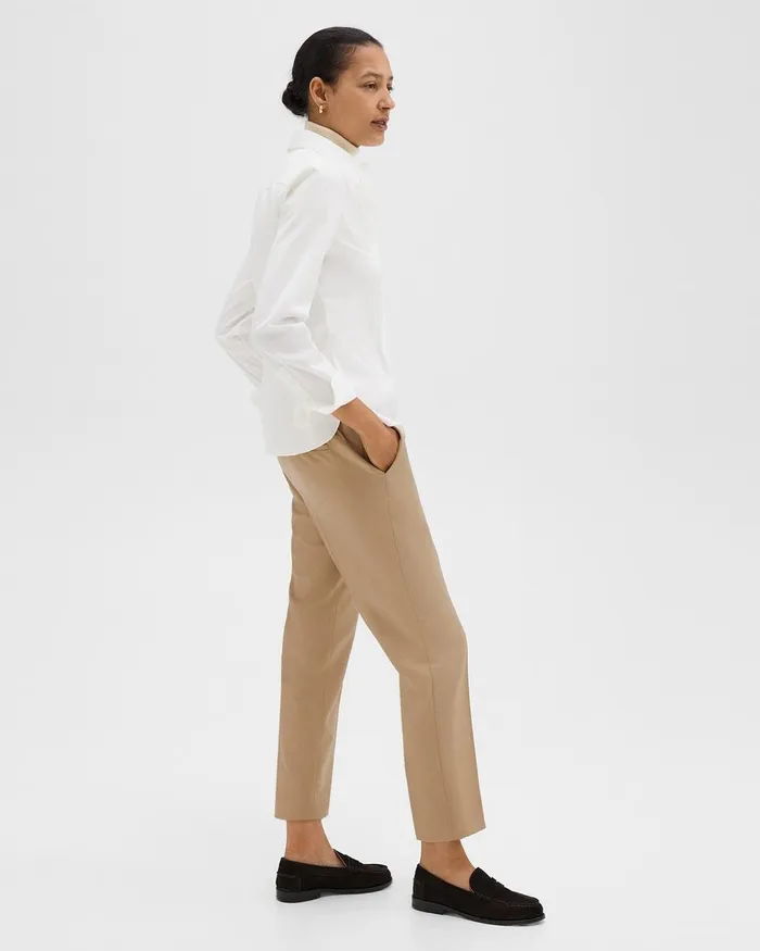 Women Theory Pants Treeca PullOn Pant In Sleek Flannel New Camel