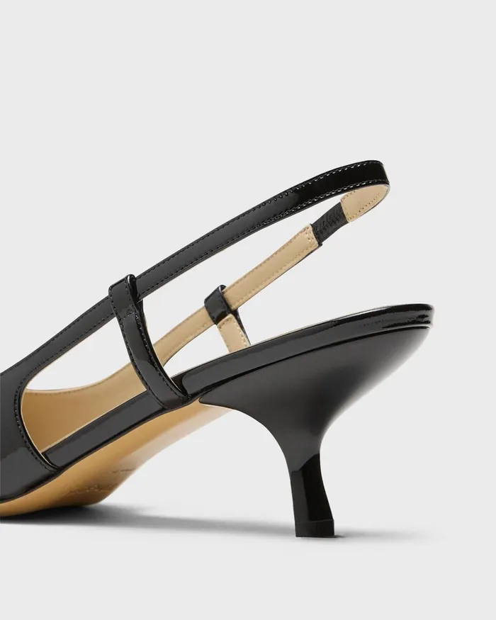 Women Theory Shoes Micro Slingback Pump In Patent Leather Black