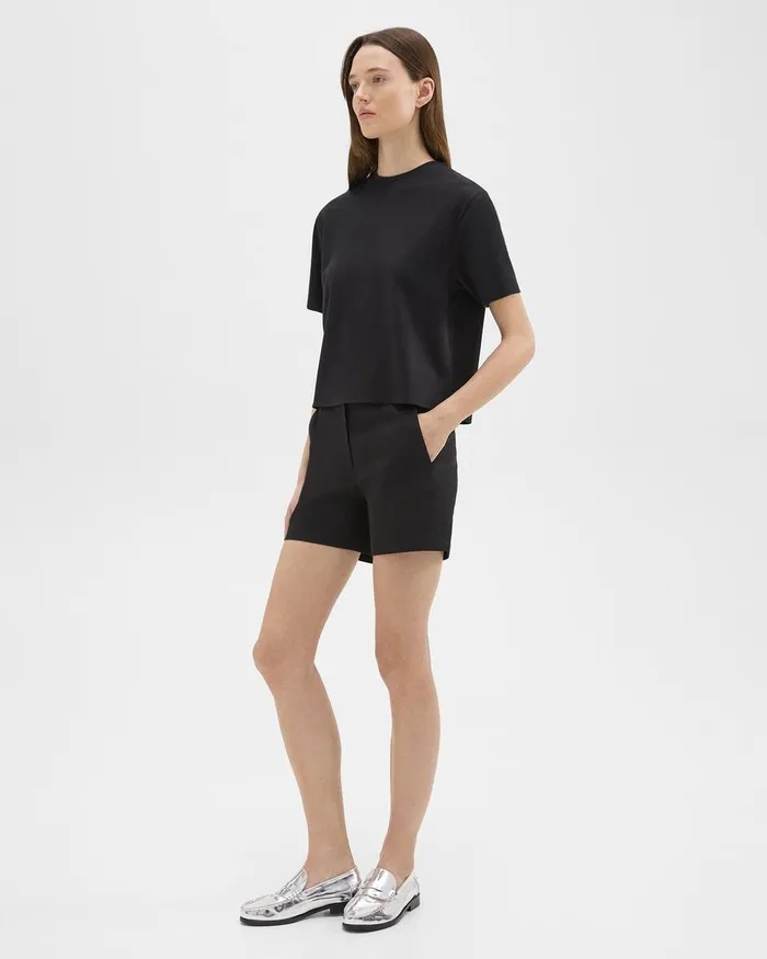 Women Theory Shorts Waist Tab Short In Good Linen Black