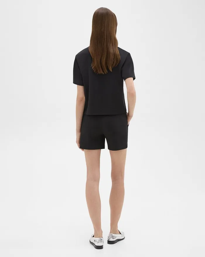 Women Theory Shorts Waist Tab Short In Good Linen Black