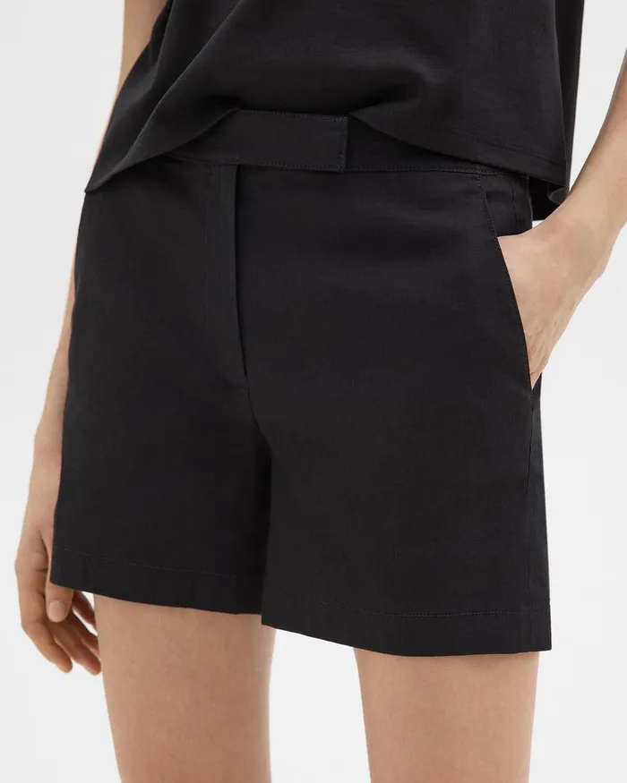 Women Theory Shorts Waist Tab Short In Good Linen Black