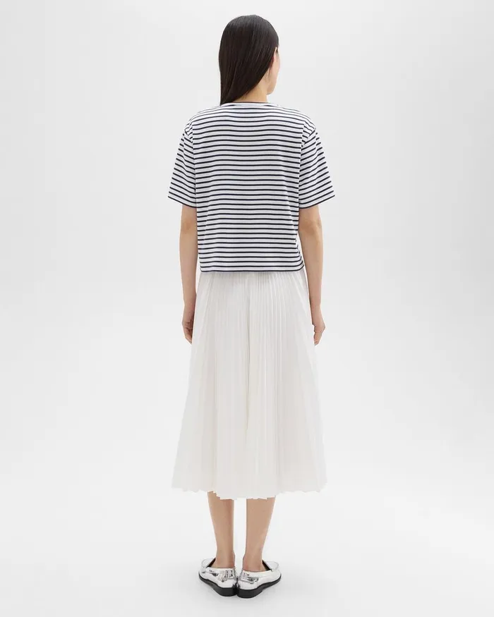 Women Theory Skirts Pleated Midi Skirt In Sleek Poplin White