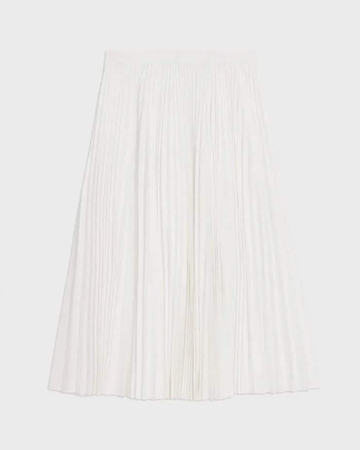 Women Theory Skirts Pleated Midi Skirt In Sleek Poplin White