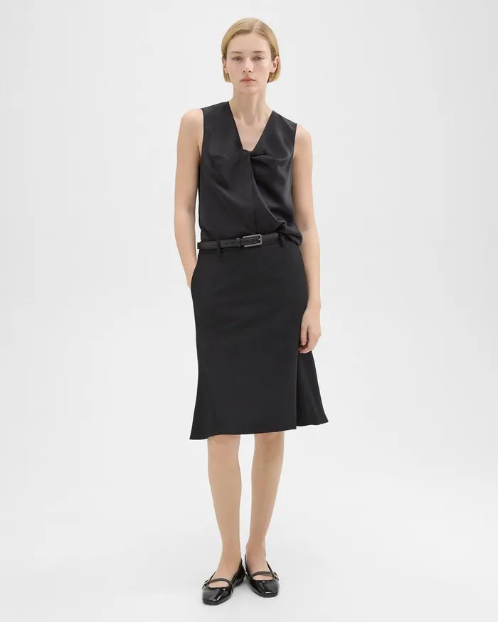 Women Theory Skirts Wool Gabardine Trumpet Skirt Black