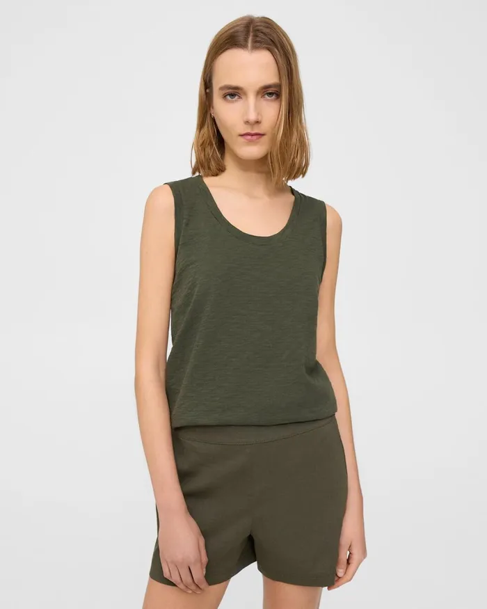 Women Theory TShirts Tank Tops Easy Tank Top In Organic Slub Cotton Dark Olive Women Theory TShirts Tank Tops Easy Tank Top In Organic Slub Cotton Dark Olive
