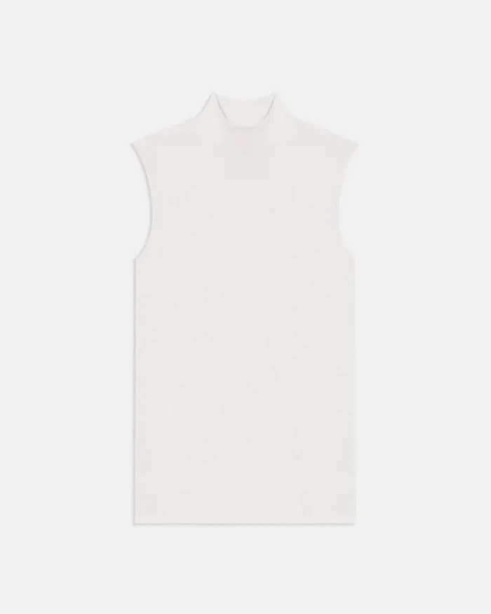 Women Theory TShirts Tank Tops Sleeveless Turtleneck Sweater In Ribbed Viscose Ivory