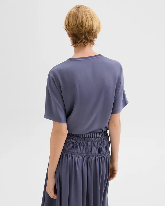 Women Theory Tops Dolman Sleeve Tee In Recycled Satin Aged Sapphire