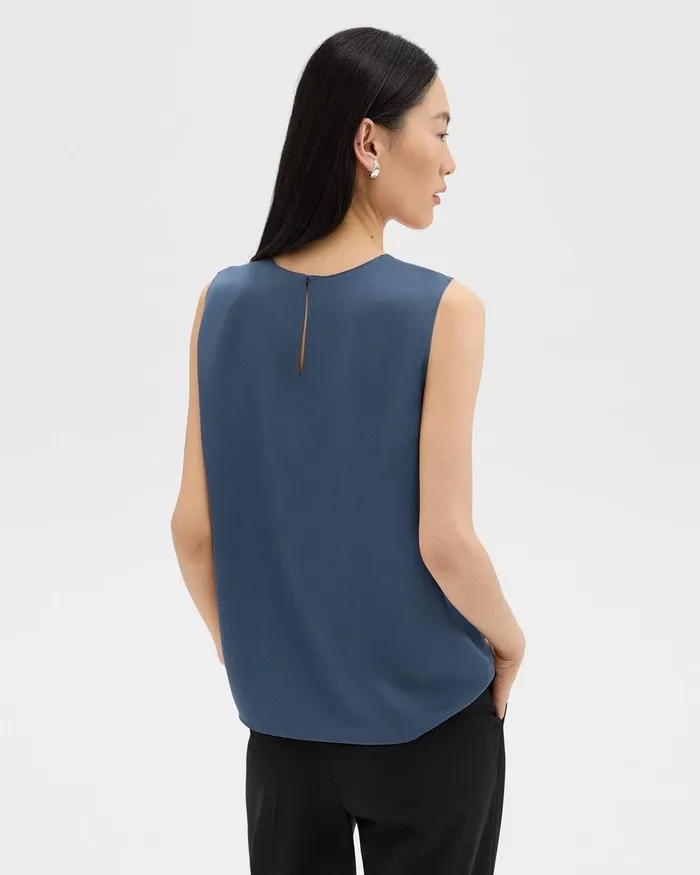 Women Theory Tops Shell Top In Silk Georgette Ash Blue