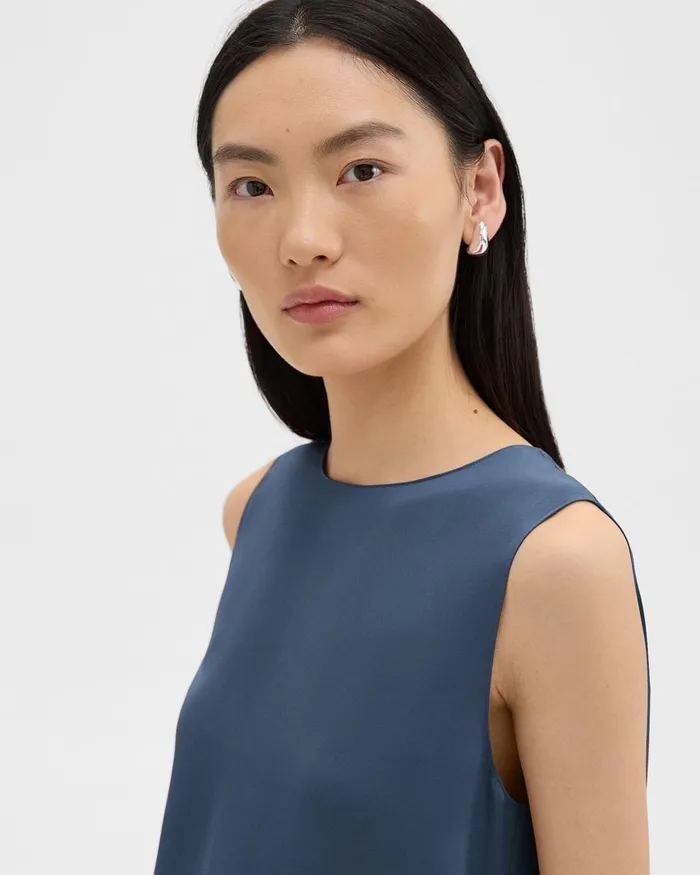 Women Theory Tops Shell Top In Silk Georgette Ash Blue