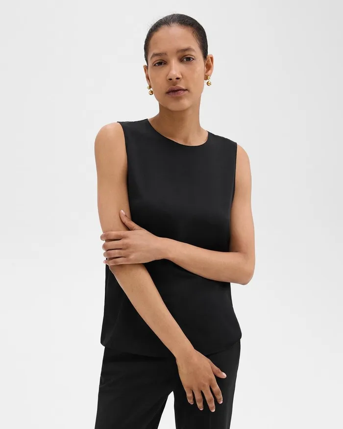 Women Theory Tops Shell Top In Silk Georgette Black