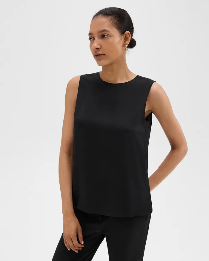 Women Theory Tops Shell Top In Silk Georgette Black