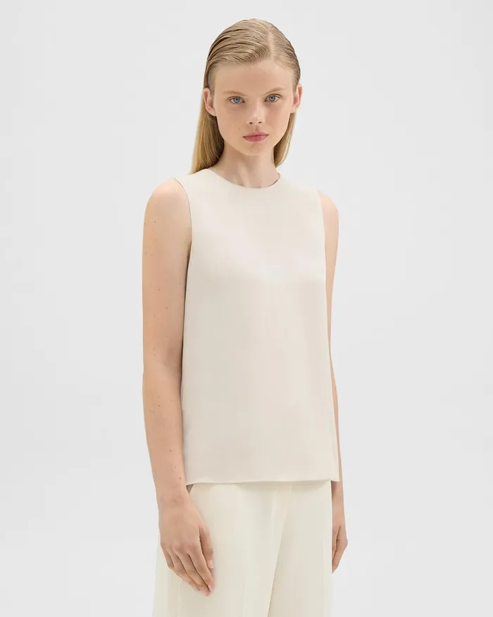 Women Theory Tops Shell Top In Silk Georgette Sand