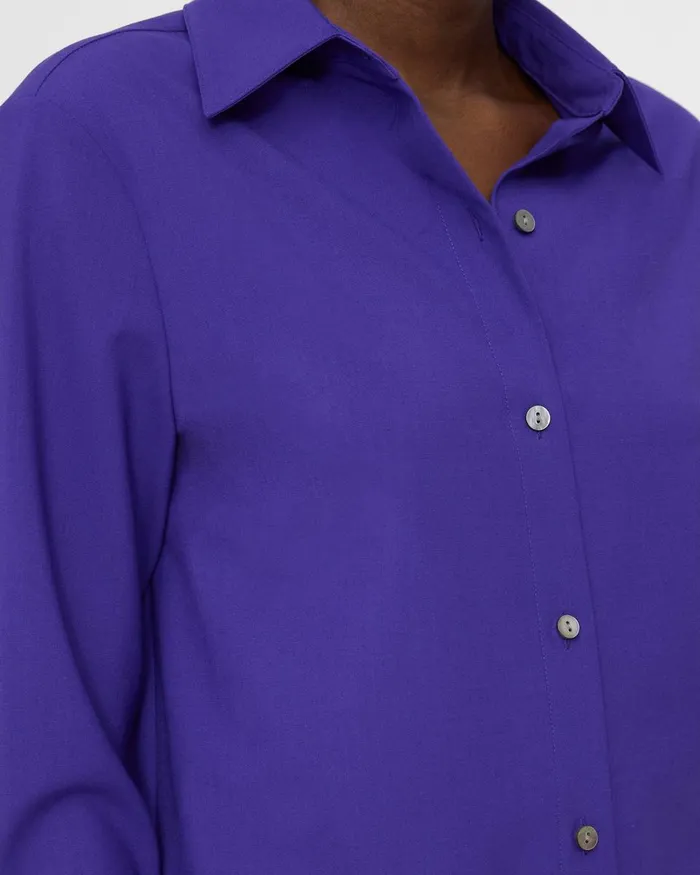 Women Theory Tops Straight Shirt In Good Wool Blue Iris