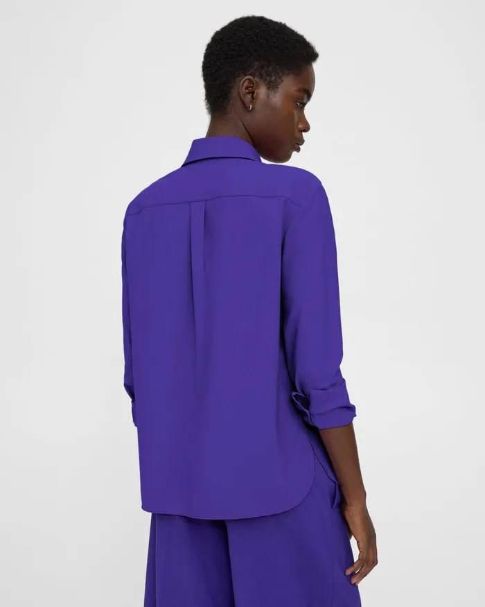 Women Theory Tops Straight Shirt In Good Wool Blue Iris