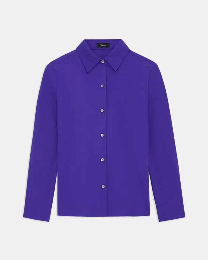 Women Theory Tops Straight Shirt In Good Wool Blue Iris