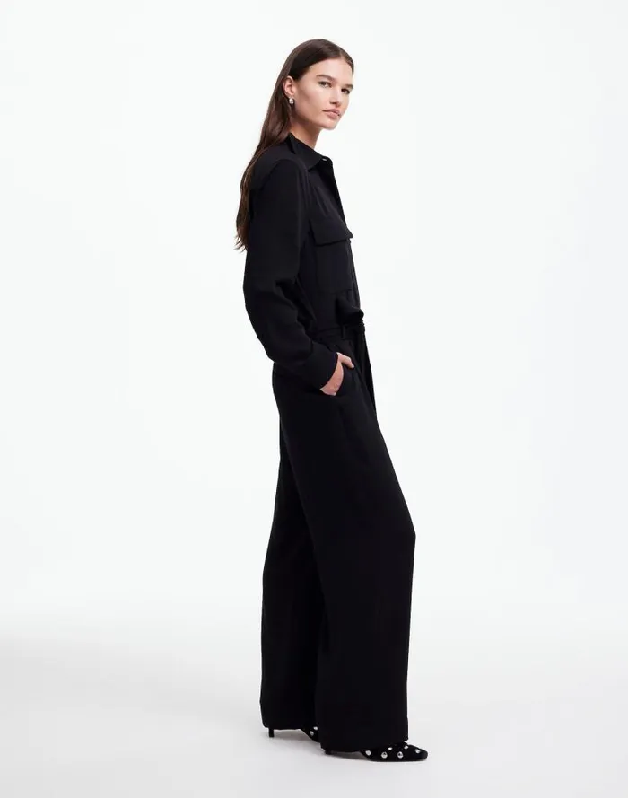 Women TieWaist StraightLeg Jumpsuit True Black Madewell Dresses