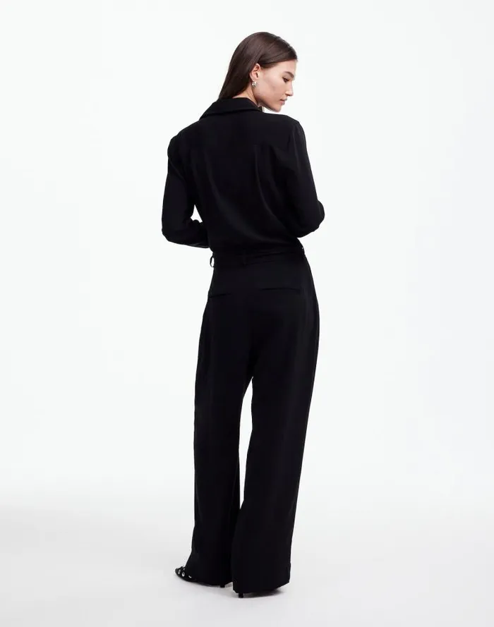 Women TieWaist StraightLeg Jumpsuit True Black Madewell Dresses