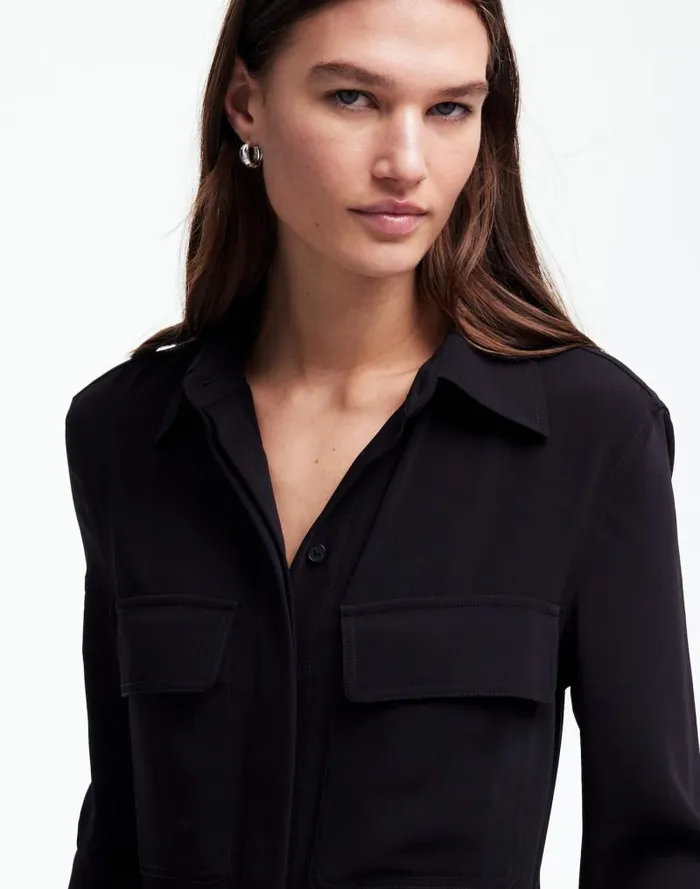 Women TieWaist StraightLeg Jumpsuit True Black Madewell Dresses